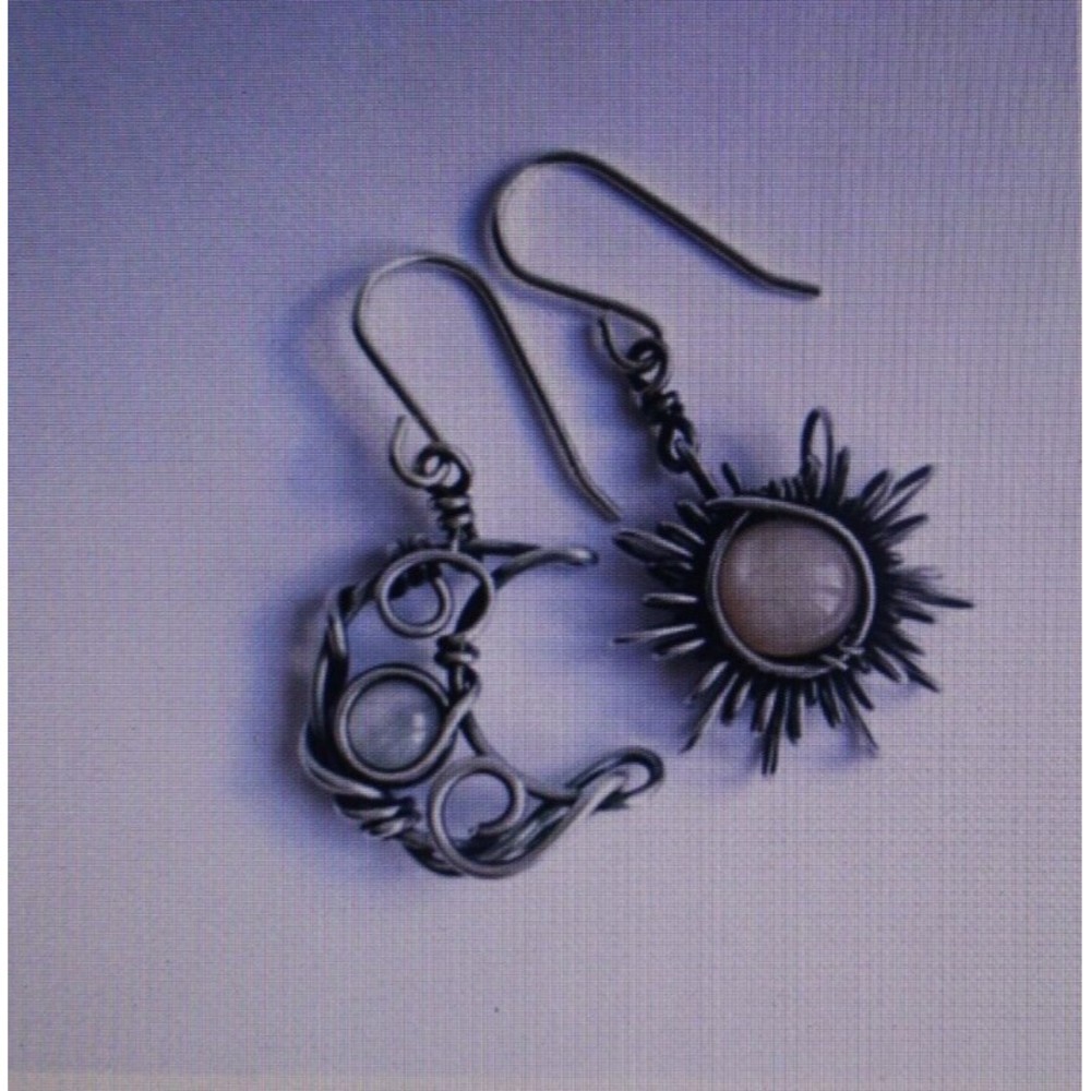 Moon & Sun Earrings Silver Tone Women's Fashion Jewelry Boho  NWT